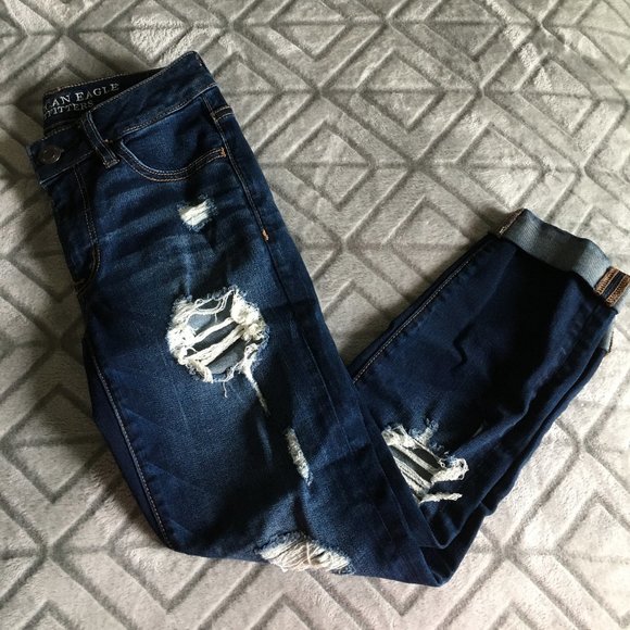 American Eagle Outfitters Denim - AMERICAN EAGLE Ripped Cuffed Jeans